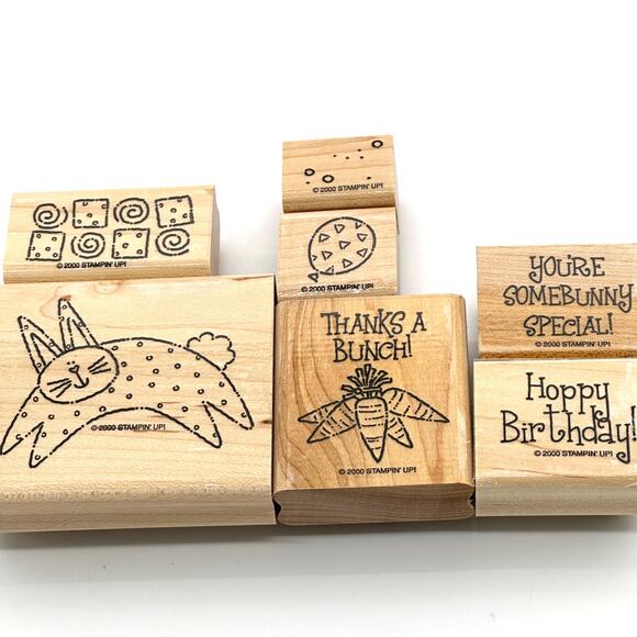 Stampin' Up! Funny Bunny Rubber Stamps Easter Rabbit Carrots Birthday Thanks - Picture 9 of 11